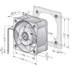 Ventoinha 40x40x25mm 12V Rolamento - ebmpapst