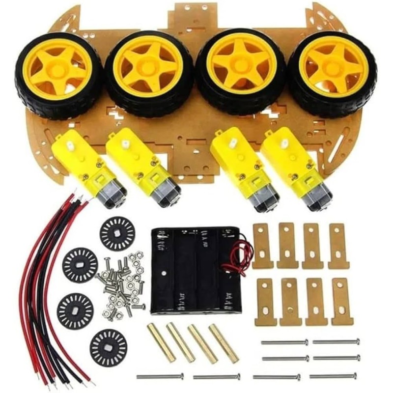 Kit chassi 4WD 4 rodas com motores e base de acrílico 3mm Kit chassi 4WD 4 rodas com motores e base de acrílico 3mm