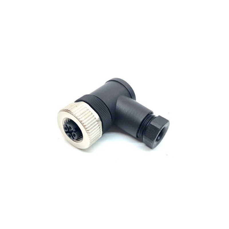Conector circular 4 vias femea M12 angular(90º) - V1-W-BK PN:224884