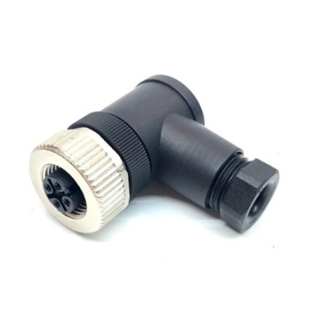 Conector circular 4 vias femea M12 angular(90º) - V1-W-BK PN:224884