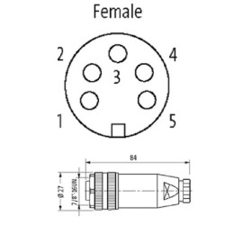 Conector circular 5 vias femea cabo 7000-78221-0000000 Murr