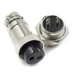 Conector mike 02 vias Macho/Fêmea