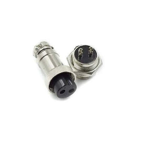 Conector mike 02 vias Macho/Fêmea
