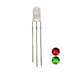 Led 5mm bicolor verde/vermelho leitoso 800mcd