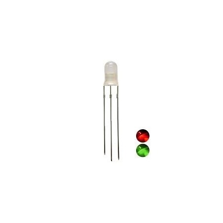 Led 5mm bicolor verde/vermelho leitoso 800mcd