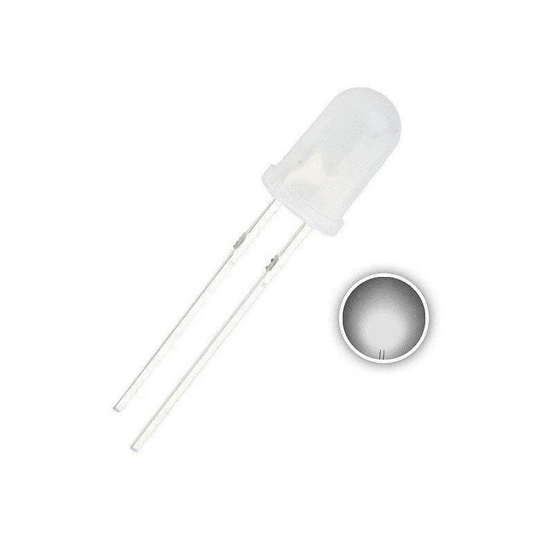 Led 5mm branco frio difuso 5000mcd