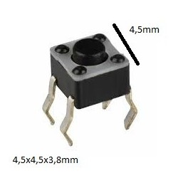 Chave tactil KFC-A06-4,5x4,5x3,8mm 4T 180º