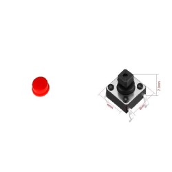Chave tactil KFC-A06-6x6x7,3mm quadrada 4T c/knob vermelho 180º