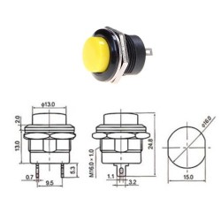 Chave push button R13-507 M16 02 terminais amarelo