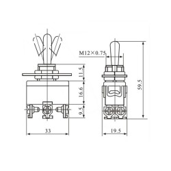 Chave alavanca 03 posições GANGORRA pulsante 02 polos 15A/250Vca