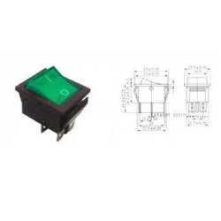 Chave gangorra KCD4 16A 250V~ 4T verde