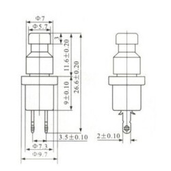 Chave push button NA preto 1A 250v