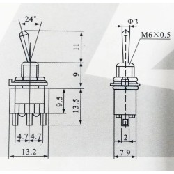 Chave alavanca 03 Posições 01 polo MTS103