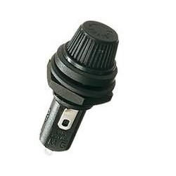 Porta fusivel painel rosca 6,35x32mm 20A 11050/F preto Margirius