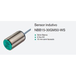 Sensor indutivo tubular 15mm 2 fios + terra - NBN15-30GM60-WS PEPPERL+FUCHS