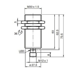 Sensor indutivo tubular 22mm 3 fios - NEB22-30GM60-E2-V1
