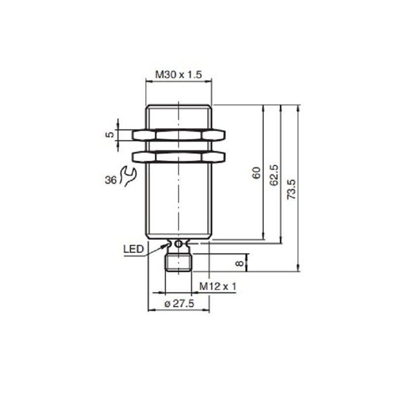 Sensor indutivo tubular 22mm 3 fios - NEB22-30GM60-E2-V1