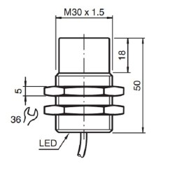 Sensor indutivo tubular 25mm 3 fios - NBN25-30GM50-E2 PEPPERL+FUCHS