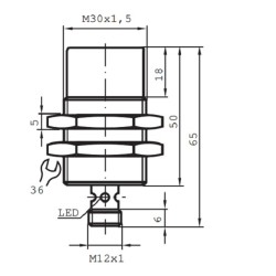 Sensor indutivo tubular 25mm 3 pinos- NBN25-30GM50-E2-V1 PEPPERL+FUCHS