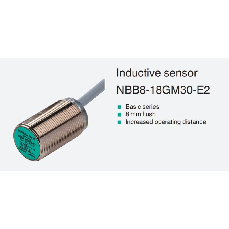 Sensor indutivo tubular 8mm 3 fios - NBB8-18GM30-E2 PEPPERL+FUCHS