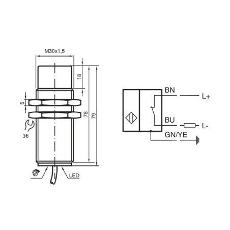 Sensor de proximidade capacitivo tubular 10mm 2 fios + terra - CJ10-30GM-WO PEPPERL+FUCHS