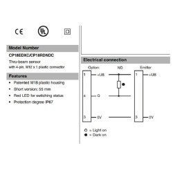 Sensor óptico emissor M18 4 vias conector - CP18EDXC PEPPERL+FUCHS