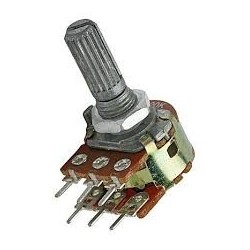 Potenciometro 10k carvão 16mm estriado duplo