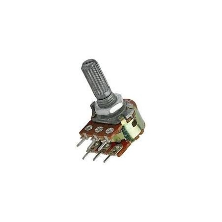 Potenciometro 10k carvão 16mm estriado duplo
