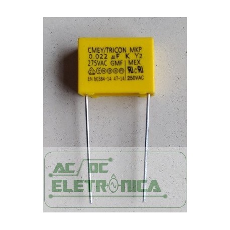 Capacitor poliester MKP 22nf x 275VAC - 0,022uF 275~