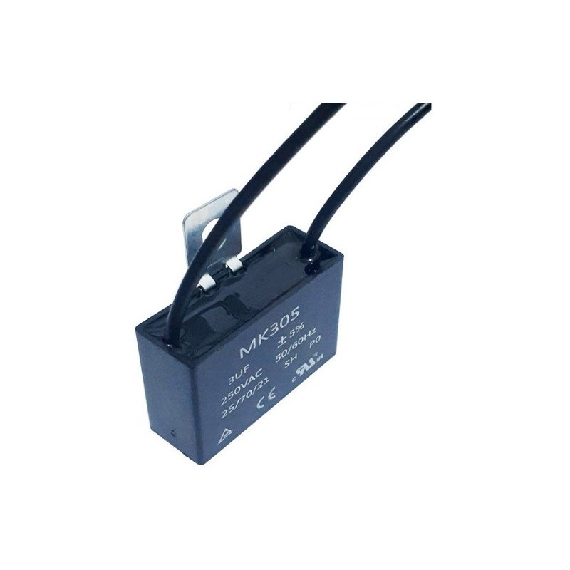 Capacitor de partida 3uF x 250Vac 50/60hz 5% quadrado