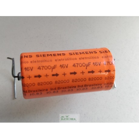 Capacitor eletrolitico 4700uf x 16v axial siemens 20x39mm