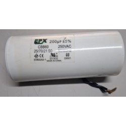 Capacitor de partida 200uF x 250Vac CBB60 120x55mm 5% 50/60hz