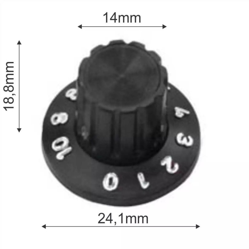Knob numerado preto 24x19mm - AD1426