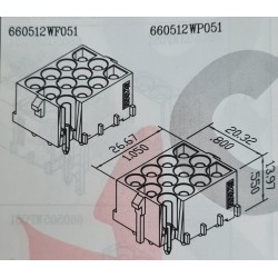Conector 12 vias femea hylok 6,35mm 660512WF PCI - Excon