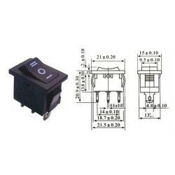 Chave gangorra KCD103 03 Posições on/off/on 01 polo 3t 6A 250v preta