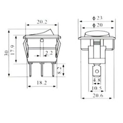 Chave gangorra KCD1-106-103 redonda 03 Posições on/off/on 01 polo 3t 6A 250v preta