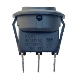 Chave gangorra KCD1-106-103 redonda 03 Posições on/off/on 01 polo 3t 6A 250v preta