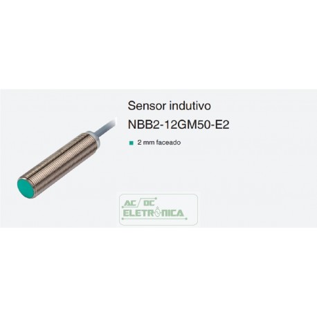 Sensor indutivo tubular 2mm 3 fios - NBB2-12GM50-E2 PEPPERL+FUCHS