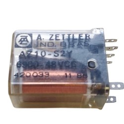 Relé 48Vcc AZ10-S2Y 325 2 contatos 8 pinos soquete A.zettler