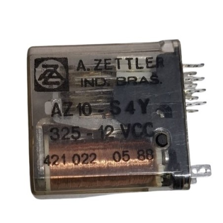 Relé 12Vcc AZ10-S4Y 325 4 contatos 14 pinos soquete A.zettler