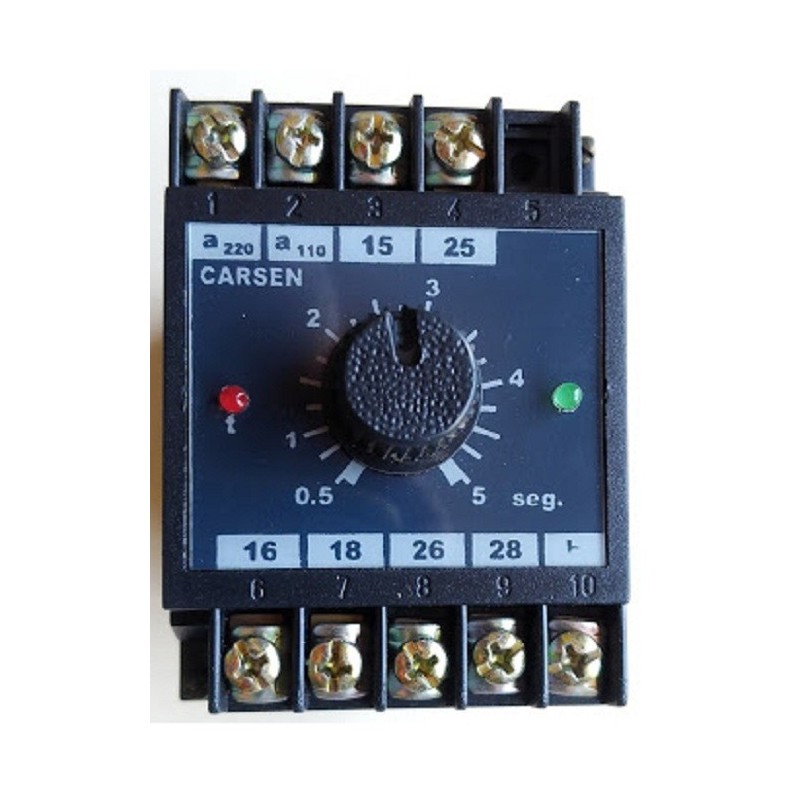 Relé de tempo analógico 0~5 segundos 24v c/pulso T-G222