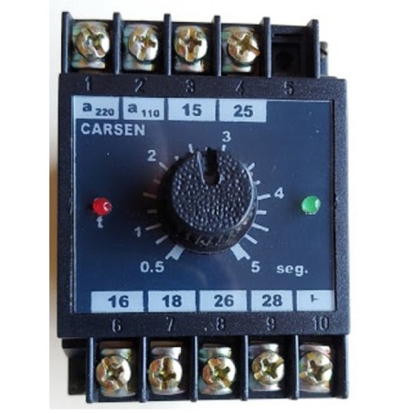 Relé de tempo analógico 0~5 segundos 24v c/pulso T-G222