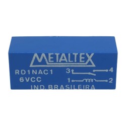 Relé 6Vcc 500mA 1 contato NA RD1NAC1 - Metaltex