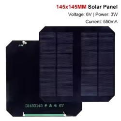 Mini painel solar 145x145mm 6v 3w 500mA