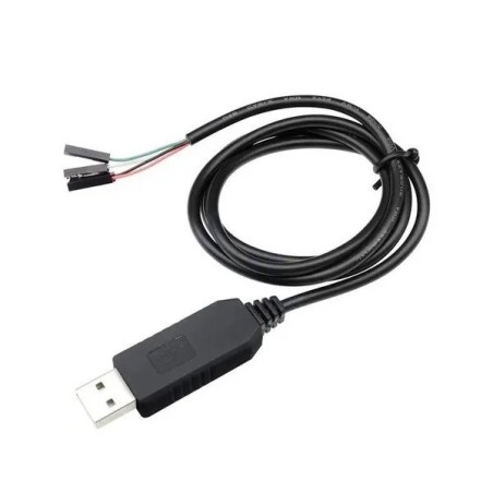 Cabo Conversor USB Serial TTL RS232 PL2303HX

Vermelho: +5V
Preto: GND
Branco: RXD
Verde: TXD