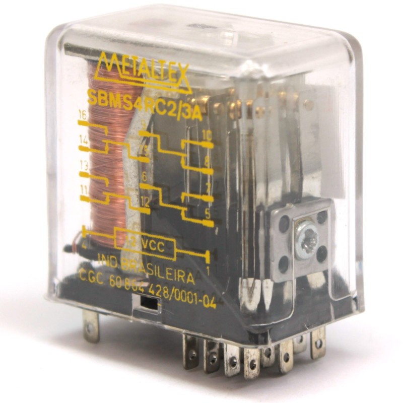 Relé 12Vcc 8 pinos RF. SBMSRC2/3A - Metaltex
