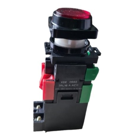 Botão pulsador blindex 22mm vermelho 24Vcc 1A-721R.11