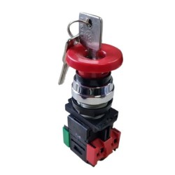Botão de comando blindex emergencia 22mm NA NF trava e chave 16A 500V 2B-702Y.11