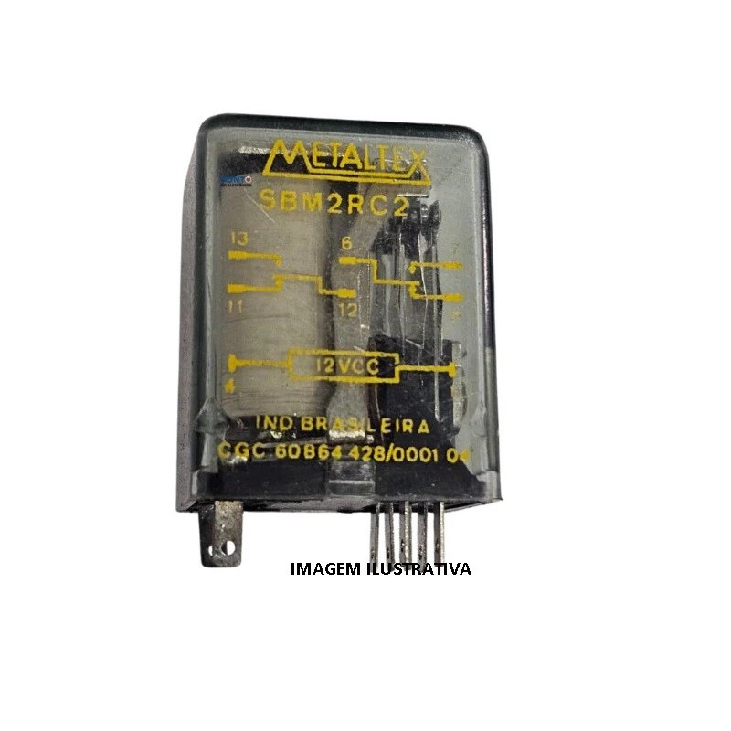 Relé 12Vcc 8 pinos RF. SBMS2RC2/6A - Metaltex