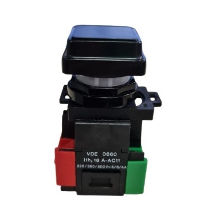 Botão de comando 22mm preto quadrado NA NF 16A 500V 3A-720-01